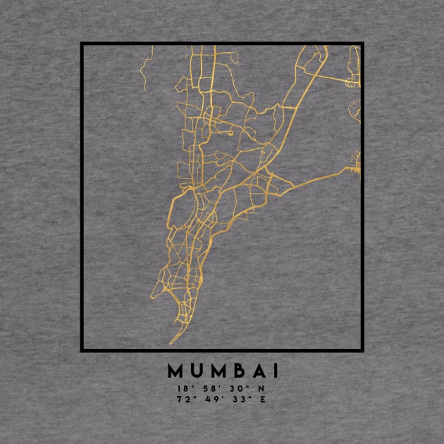 MUMBAI INDIA CITY STREET MAP ART by deificusArt